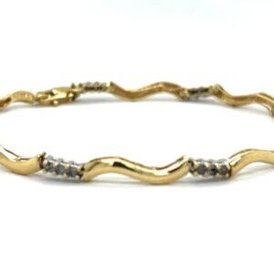 SOLD IN MY STORE 10k Yellow Gold Wavy Diamond Bracelet